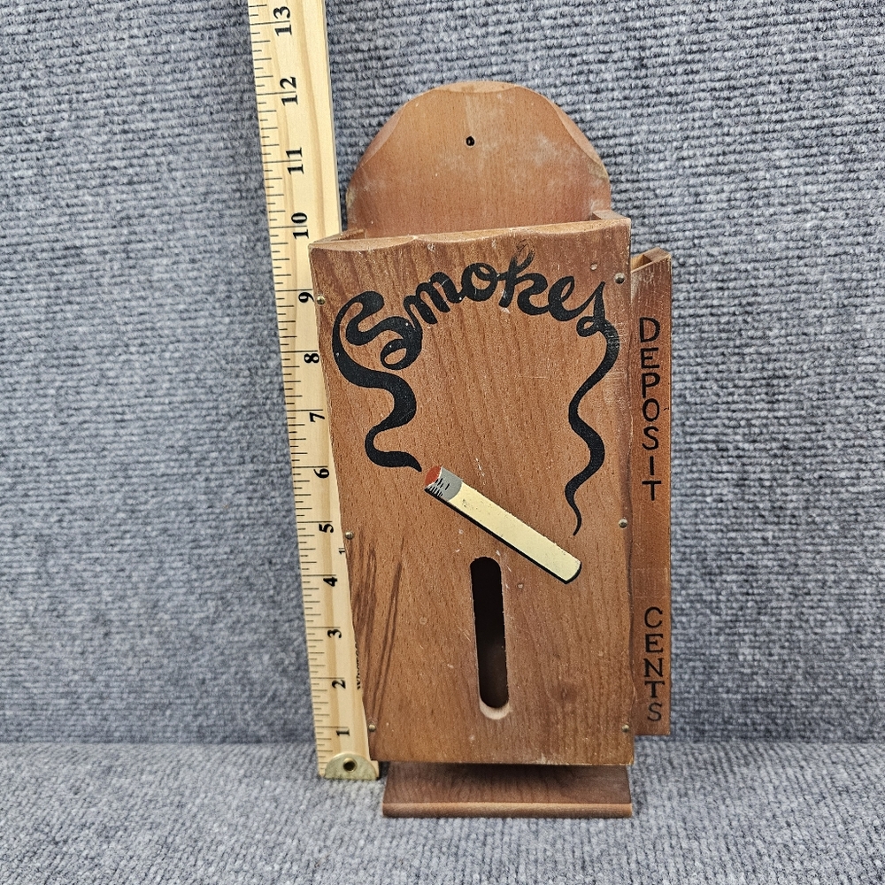VTG 50s Hanging Wood CIGARETTE Dispenser Retail Store Wall Fixture Coin Slot WOW - Picture 14 of 16